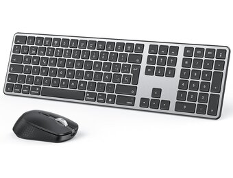 Draadloos Mac Toetsenbord & Muis, QWERTY, Oplaadbaar, Bluetooth 3 Kanalen