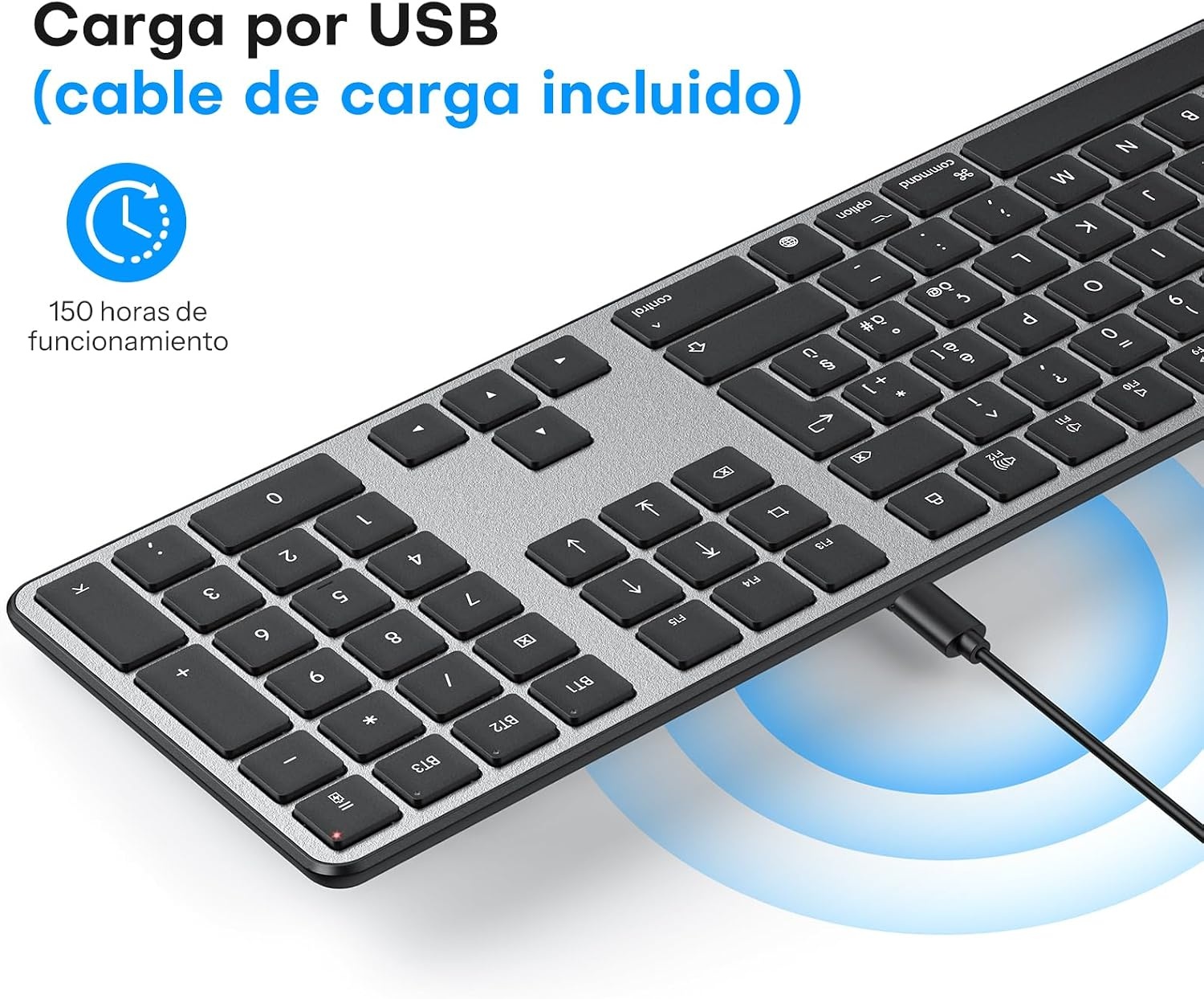 Draadloos Mac Toetsenbord & Muis, QWERTY, Oplaadbaar, Bluetooth 3 Kanalen
