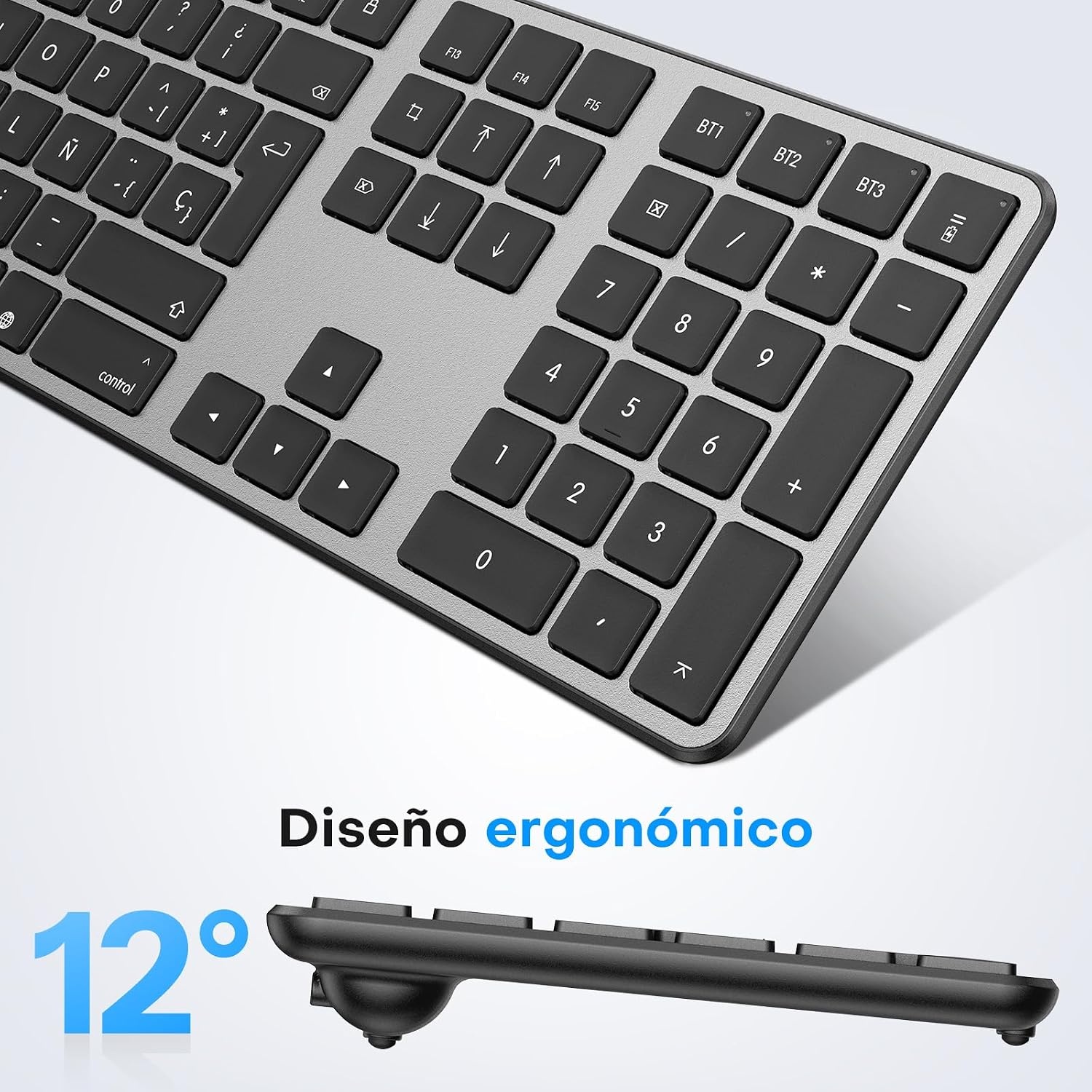 Draadloos Mac Toetsenbord & Muis, QWERTY, Oplaadbaar, Bluetooth 3 Kanalen