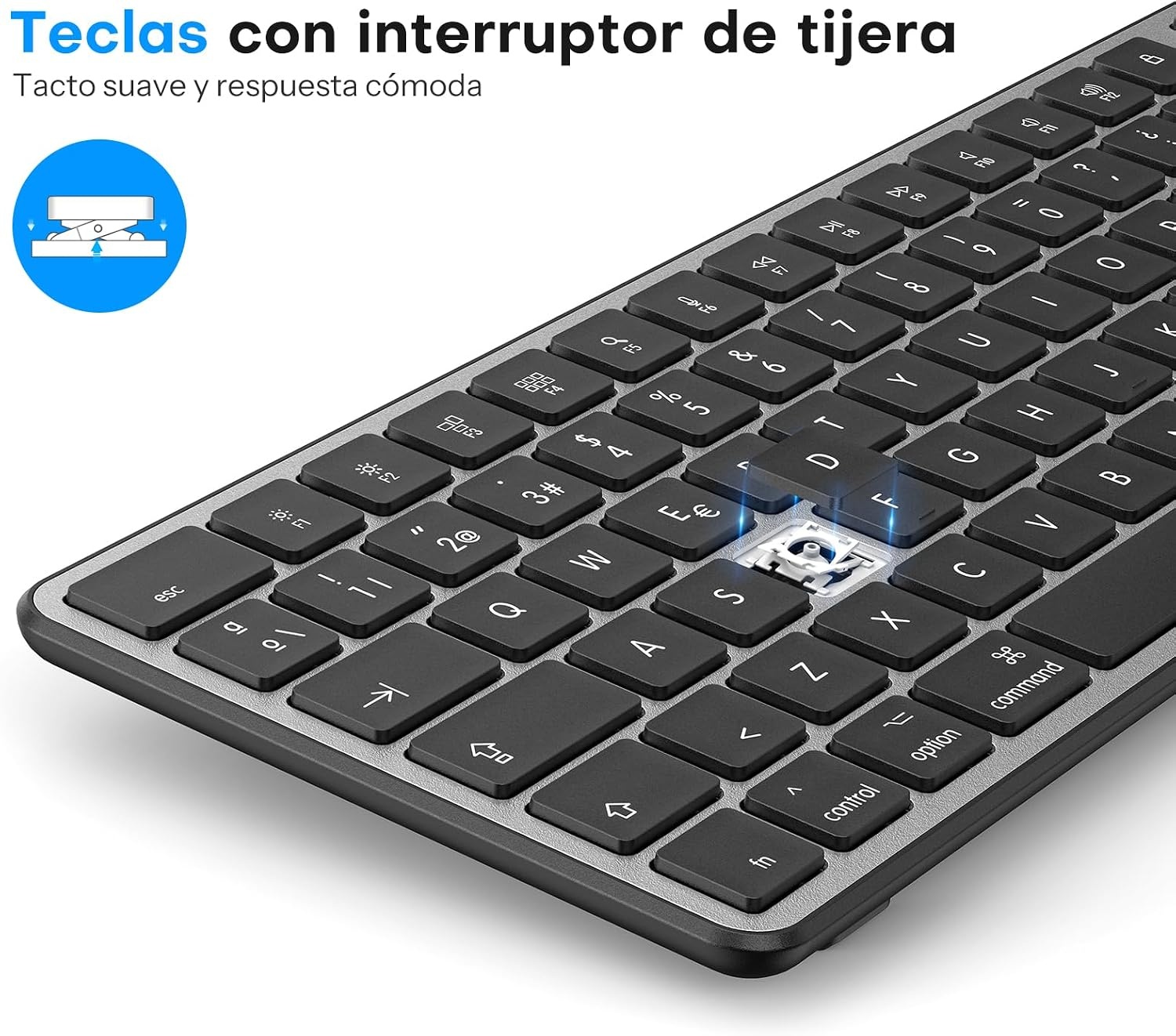 Draadloos Mac Toetsenbord & Muis, QWERTY, Oplaadbaar, Bluetooth 3 Kanalen
