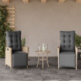 VidaXL Tuinstoelen (2x) Poly Rattan Beige Mix - Verstelbaar met Voetensteun - 35% Korting!