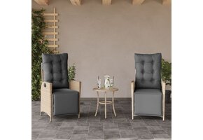 VidaXL Tuinstoelen (2x) Poly Rattan Beige Mix - Verstelbaar met Voetensteun - 35% Korting!