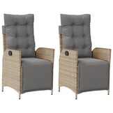 VidaXL Tuinstoelen (2x) Poly Rattan Beige Mix - Verstelbaar met Voetensteun - 35% Korting!