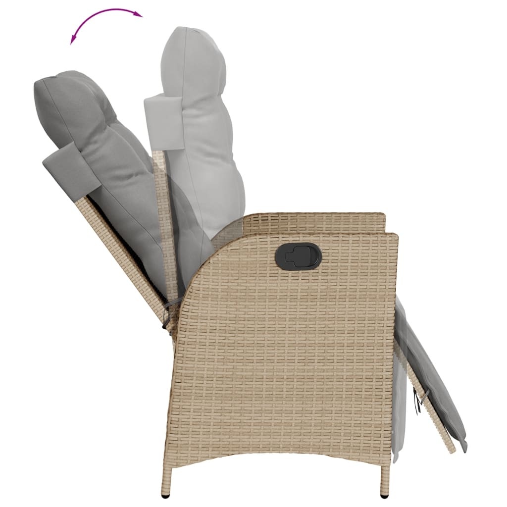 VidaXL Tuinstoelen (2x) Poly Rattan Beige Mix - Verstelbaar met Voetensteun - 35% Korting!