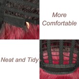 Bob Pruik 12" Ombre Zwart-Rood met Pony | Hittebestendig