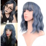 Bob Pruik 12" Ombre Zwart-Rood met Pony | Hittebestendig