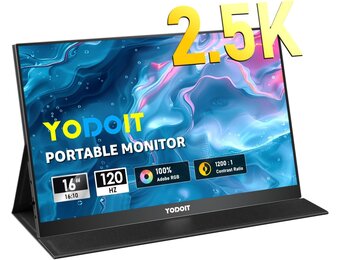Yodoit 16" 2.5K 120Hz Draagbare Monitor - Zwart - 30% Korting