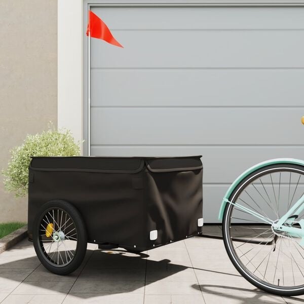 VidaXL Fietstrailer - 45 kg capaciteit, Zwart IJzer