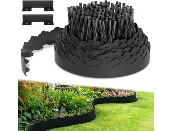 Flexibele Zwarte Tuinrand - Kunststof Golfpatroon - 10m - 32% Korting