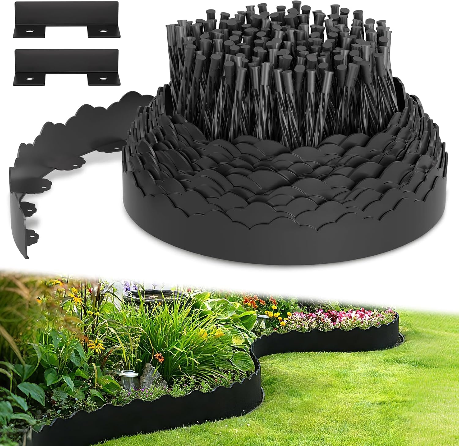 Flexibele Zwarte Tuinrand - Kunststof Golfpatroon - 10m - 32% Korting
