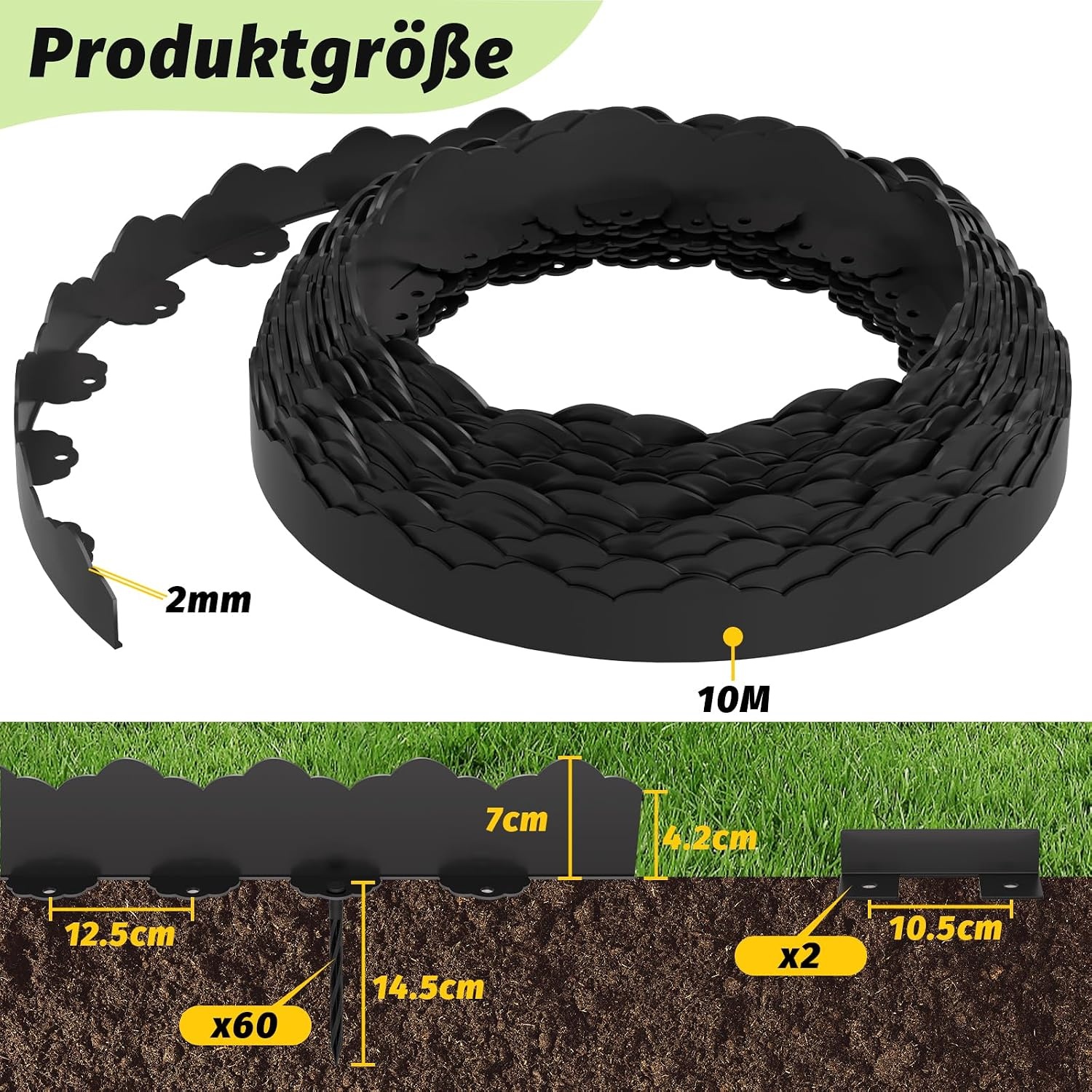 Flexibele Zwarte Tuinrand - Kunststof Golfpatroon - 10m - 32% Korting