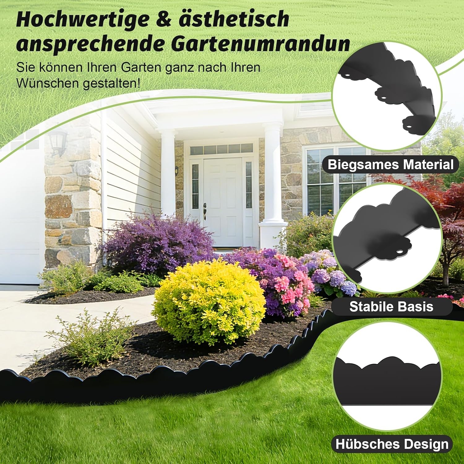 Flexibele Zwarte Tuinrand - Kunststof Golfpatroon - 10m - 32% Korting