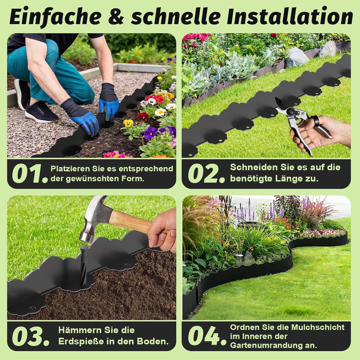 Flexibele Zwarte Tuinrand - Kunststof Golfpatroon - 10m - 32% Korting