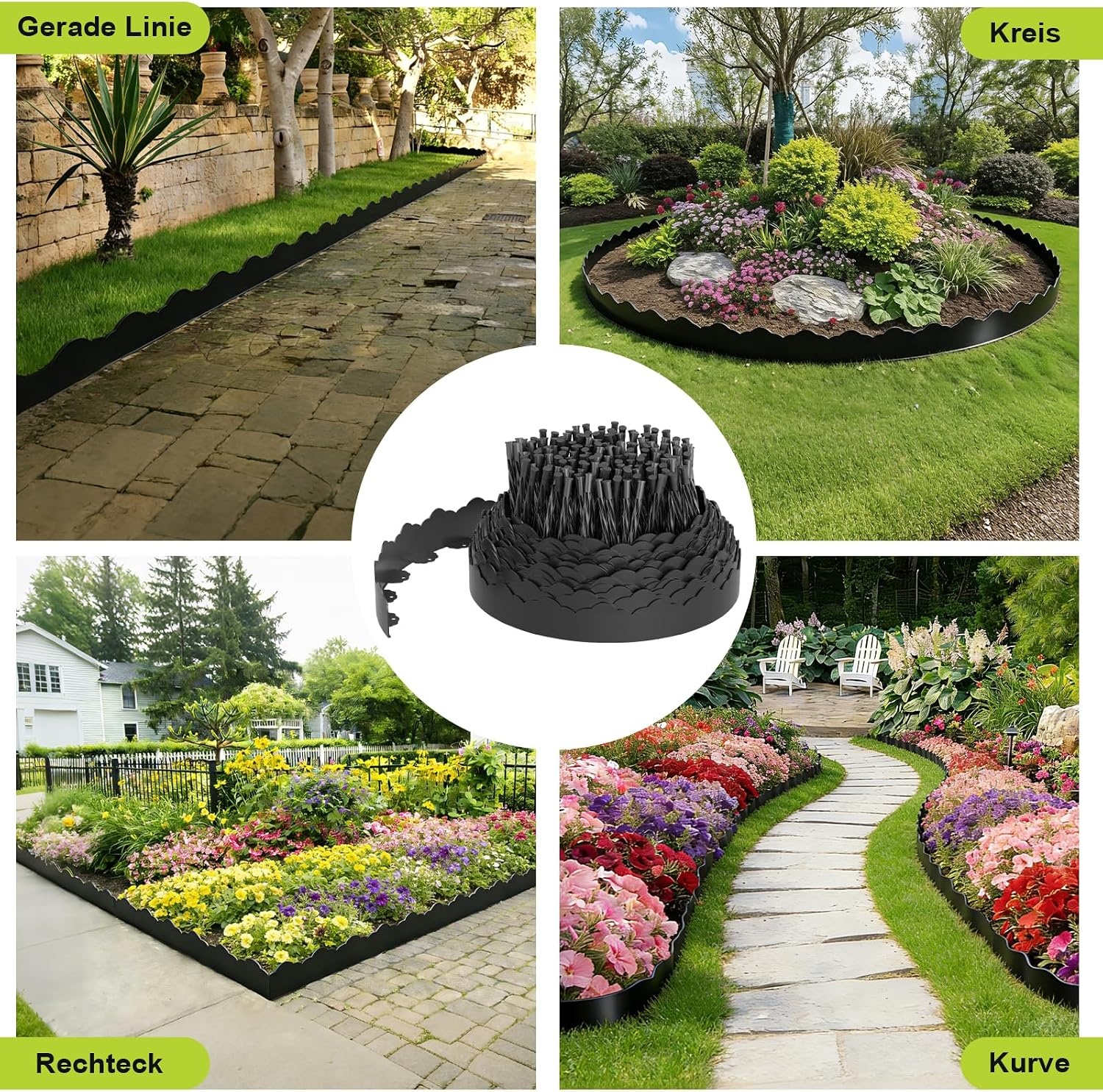 Flexibele Zwarte Tuinrand - Kunststof Golfpatroon - 10m - 32% Korting