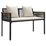 VidaXL Tuinbank Poly Rattan Zwart/Cream Wit - 54% Korting!