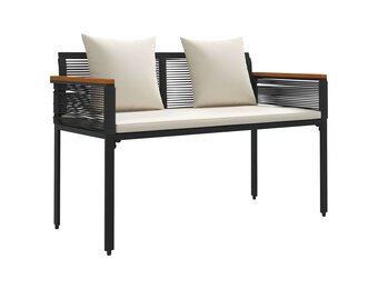 VidaXL Tuinbank Poly Rattan Zwart/Cream Wit - 54% Korting!