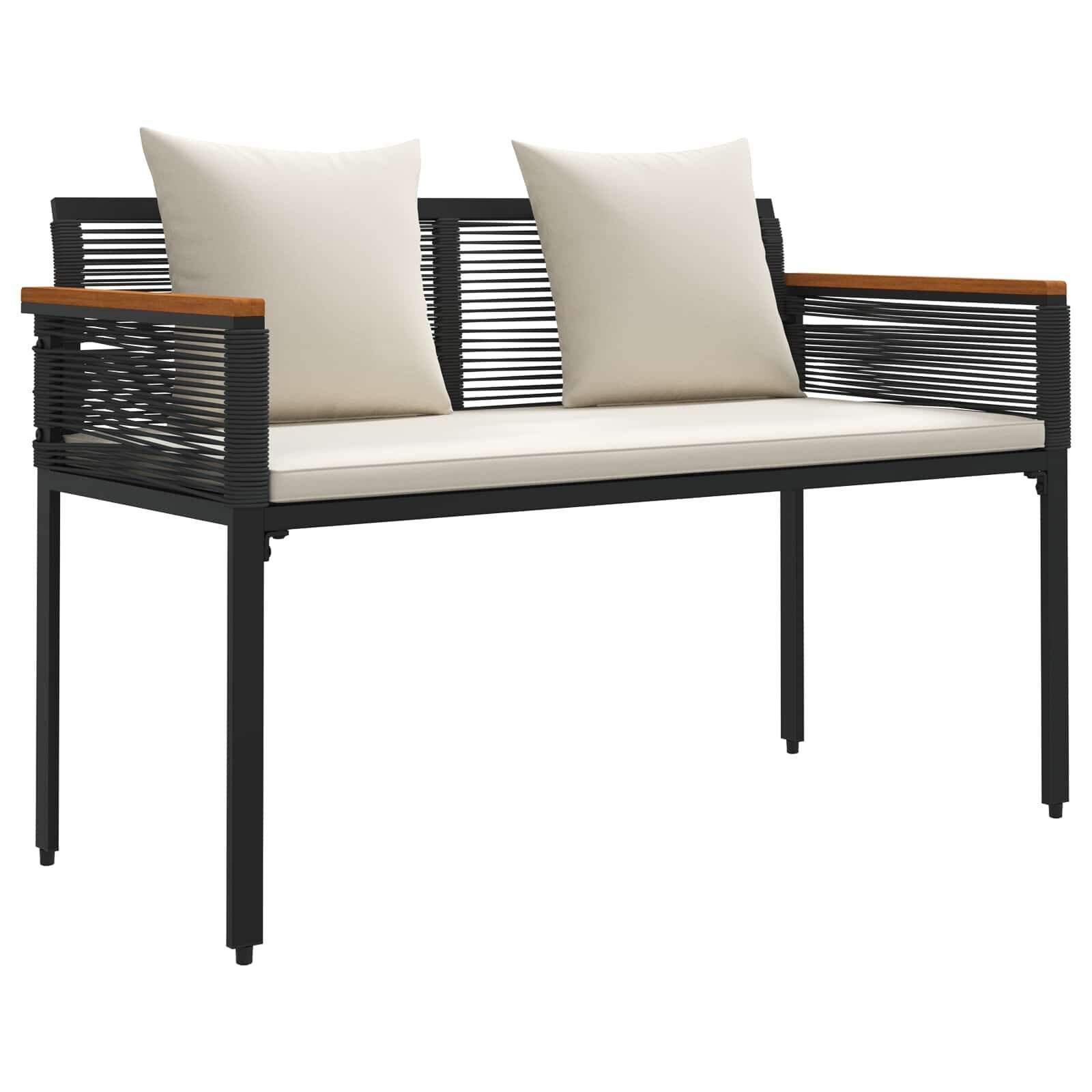 VidaXL Tuinbank Poly Rattan Zwart/Cream Wit - 54% Korting!