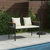 VidaXL Tuinbank Poly Rattan Zwart/Cream Wit - 54% Korting!