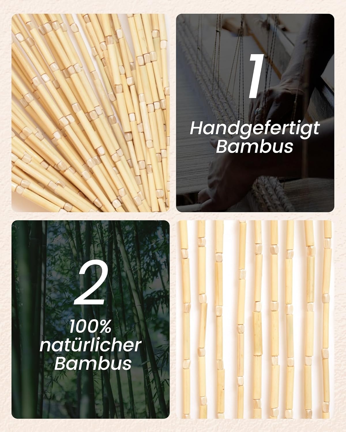 Bamboegordijn Deurgordijn 90x190cm Beige - 34% Korting!