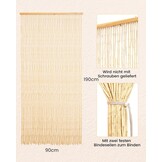 Bamboegordijn Deurgordijn 90x190cm Beige - 34% Korting!