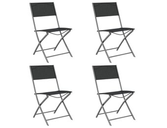 4x Zwarte Tuinstoelen Staal & Textileen Inklapbaar - 34% Korting
