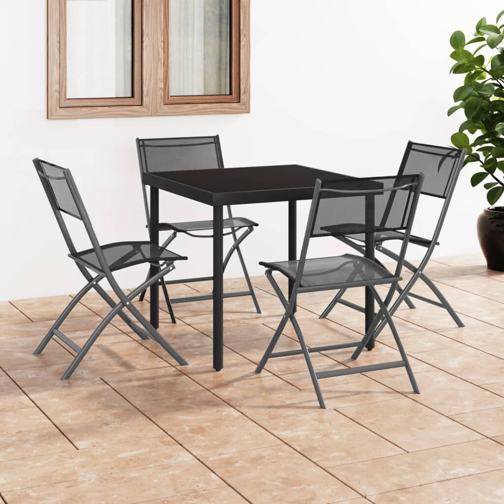 4x Zwarte Tuinstoelen Staal & Textileen Inklapbaar - 34% Korting