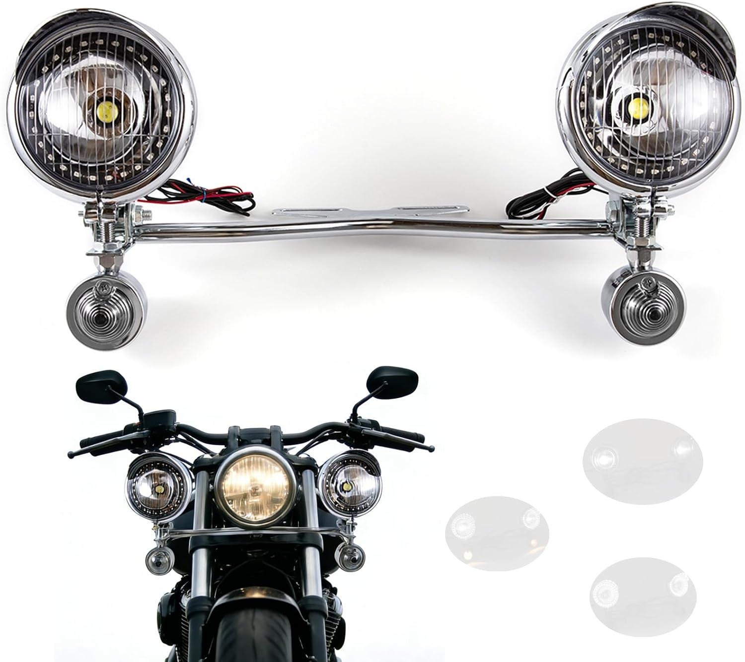 Motorfiets Extra Koplampen Chroom (2 stuks) - 29% Korting