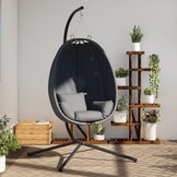 Antraciet Hangstoel met Standaard & Stalen Frame - 35% Korting