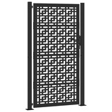 Zwarte Stalen Poort met Kruisontwerp - 105x180 cm - 35% Korting