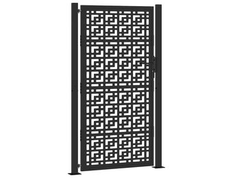 Zwarte Stalen Poort met Kruisontwerp - 105x180 cm - 35% Korting
