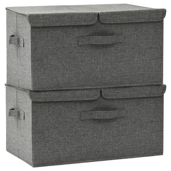 vidaXL Opbergboxen Set van 2 - Antraciet - 50x30x25 cm - 57% Korting