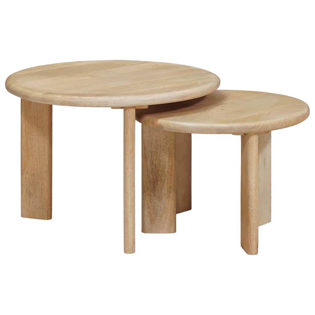 Nesting Salontafel Set Zwart Massief Mango Hout - 61% Korting