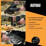 SCHNEIDERFREUDE Klapgrill 2.0 - Compacte Campinggrill met Dubbele Tang & Tas (29% Korting)
