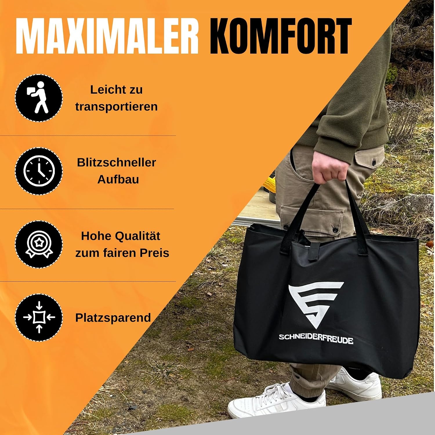 SCHNEIDERFREUDE Klapgrill 2.0 - Compacte Campinggrill met Dubbele Tang & Tas (29% Korting)
