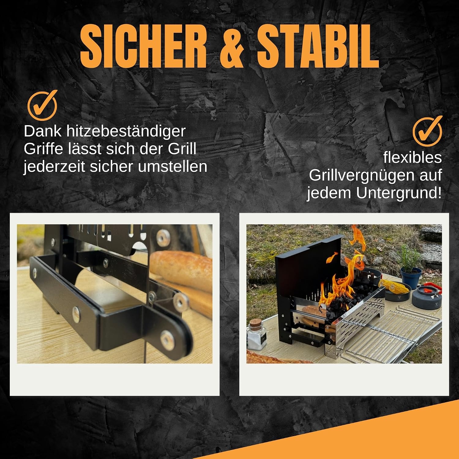 SCHNEIDERFREUDE Klapgrill 2.0 - Compacte Campinggrill met Dubbele Tang & Tas (29% Korting)