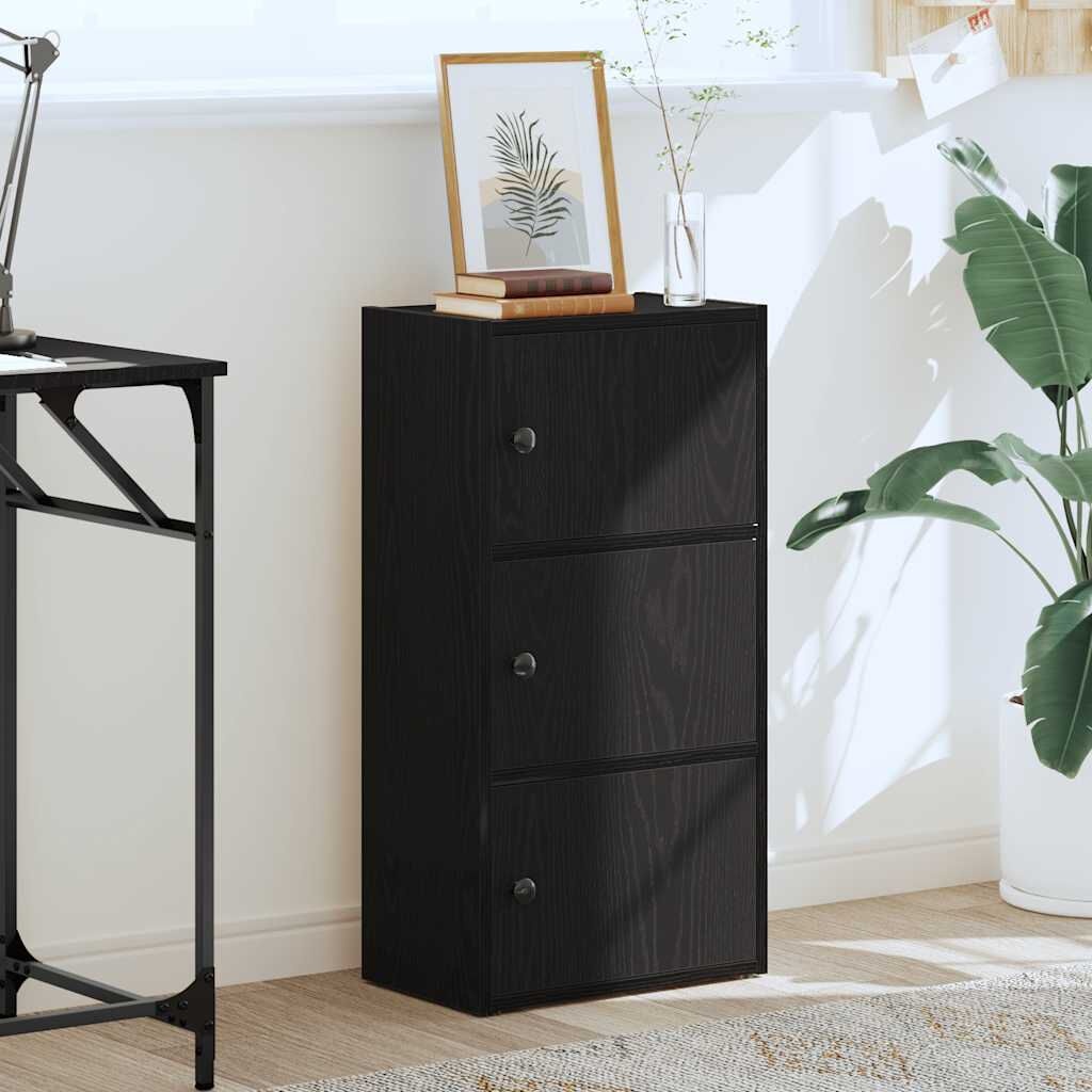 Boekenkast bewerkt hout - Zwart eiken - 40x24x77 cm - 52% korting!