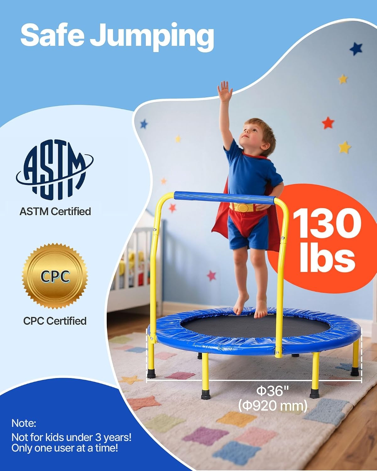 Opvouwbare Kinder Trampoline Blauw 92cm met Handvat (34% Korting)