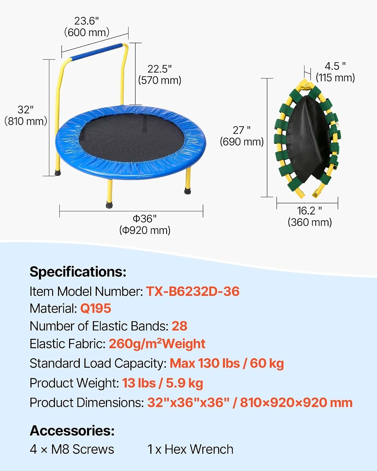 Opvouwbare Kinder Trampoline Blauw 92cm met Handvat (34% Korting)