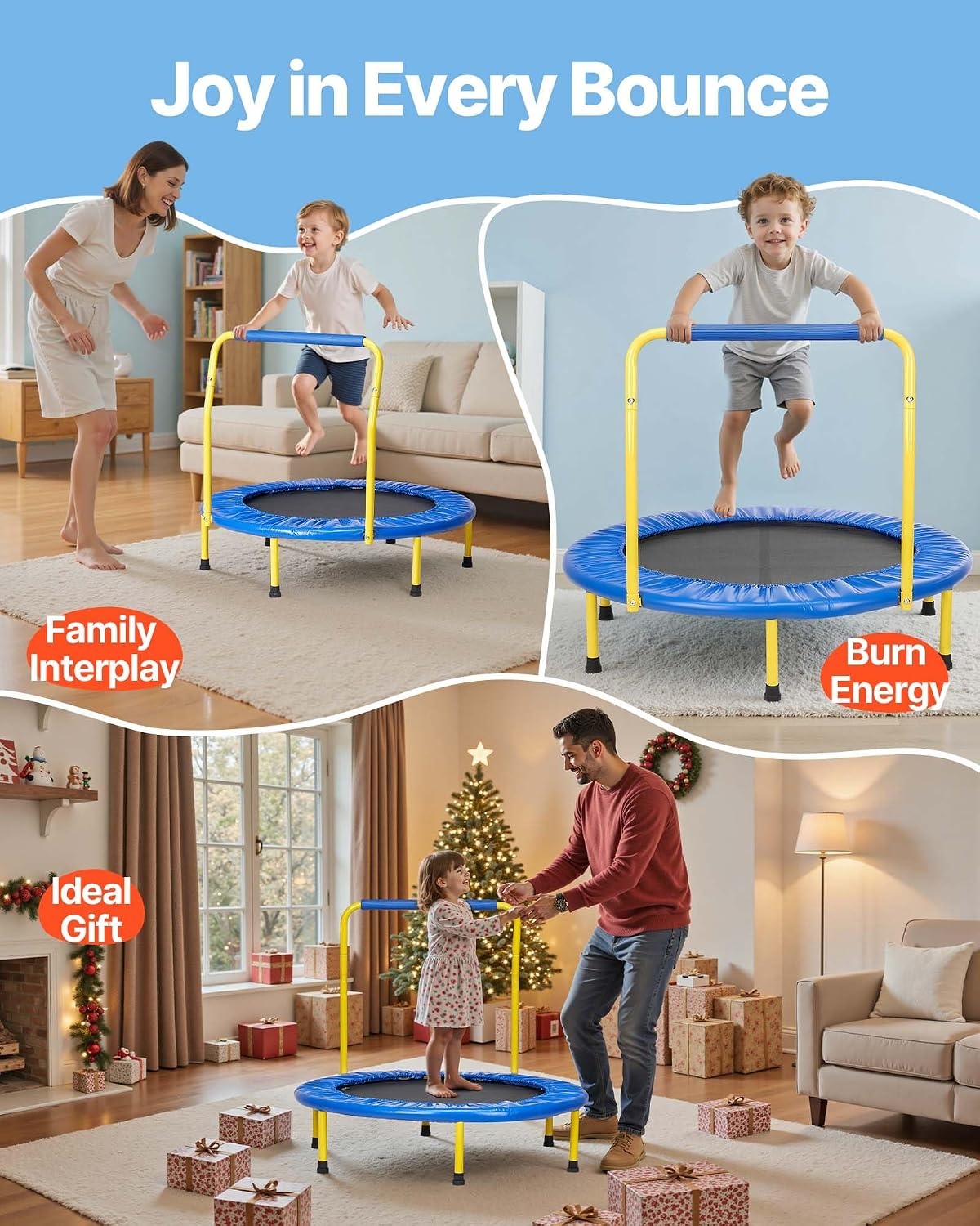 Opvouwbare Kinder Trampoline Blauw 92cm met Handvat (34% Korting)