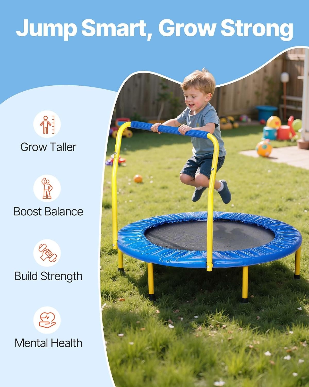 Opvouwbare Kinder Trampoline Blauw 92cm met Handvat (34% Korting)