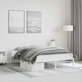 vidaXL Bedframe Metaal Wit 135x190cm - 54% Korting