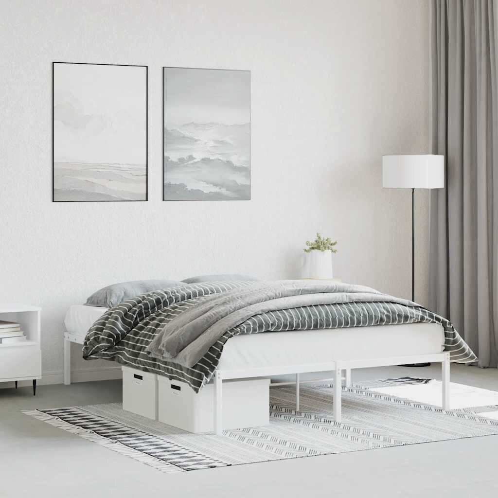 vidaXL Bedframe Metaal Wit 135x190cm - 54% Korting