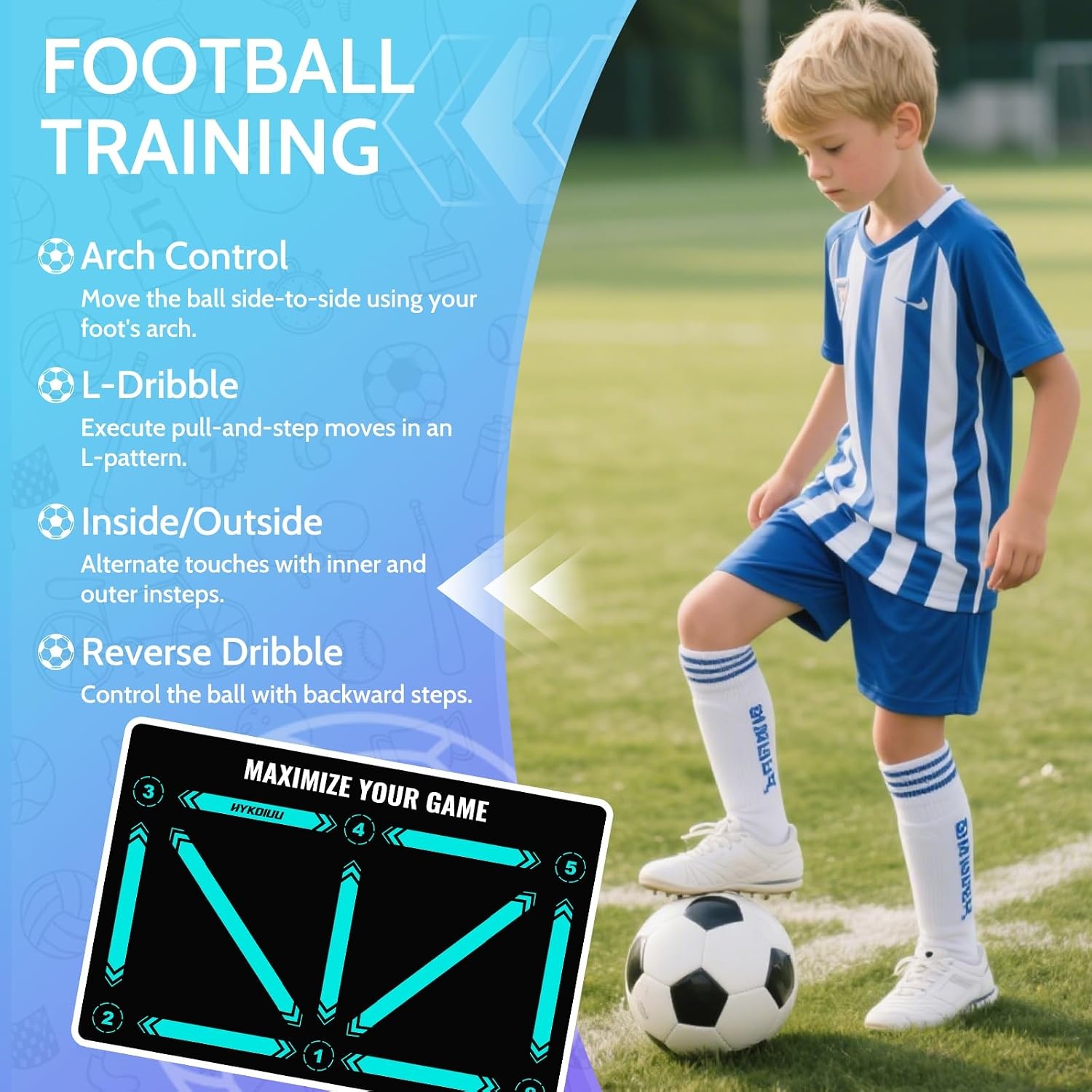 Voetbal Trainingsmat 90x60cm - Balcontrole & Dribbelen met Video's (59% Korting!)
