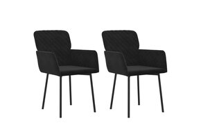 Set van 2 zwarte fluwelen eetkamerstoelen - 56% korting
