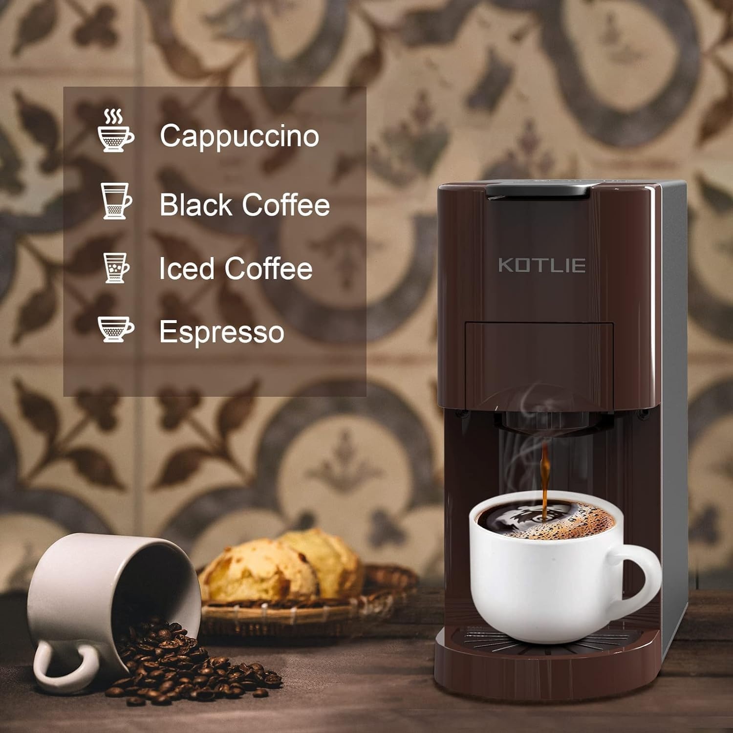 4-in-1 Espressomachine (Nespresso, Dolce Gusto, Poeder, Pads) - Bruin - 35% Korting