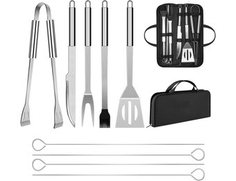 9-delige BBQ Kookgerei Set RVS - Vaatwasmachinebestendig met Tas
