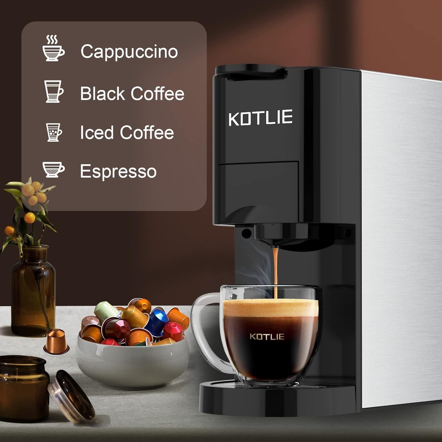 4-in-1 Koffiezetapparaat: Nespresso, Dolce Gusto, Gemalen Koffie & ESE