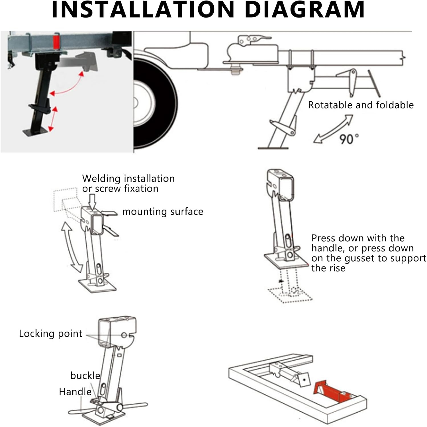 2x Aanhangersteunen Stabilisator met Zwengel - 450kg Draagkracht