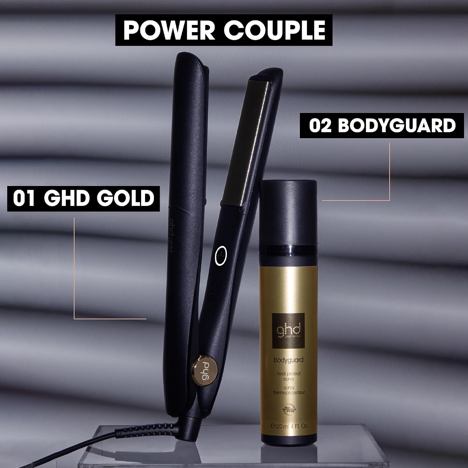 ghd Gold Professionele stijltang, krultang, krultang voor golven, optimale stylingtemperatuur 185 °C, Dual Zone technologie, zwart