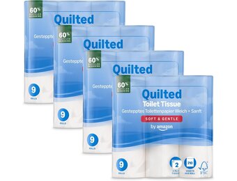 by Amazon Papier Toilette Doux, 2 Épaisseurs, 36 rouleaux (4 paquets de 9), 210 feuilles par rouleau, certifié FSC